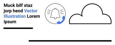 Uyarı çanı simgesi, basit bir bulut grafiğiyle eşleştirilmiş bir telefonla sinyal yayıyor. İletişim için ideal, uyarılar, bağlantı, minimalizm, teknoloji, güncellemeler, basit iniş sayfası