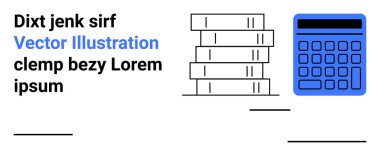 Yığınlanmış kitapların yanı sıra hesap makinesi finans, eğitim ve analiz temaları taşıyor. Muhasebe, bütçe, öğrenme materyalleri, finansal planlama, dijital araçlar ve öğrenim yardımları için idealdir