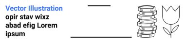 Basit geometrik çizgileri olan bir lale çiçeğinin yanına istiflenmiş paralar ekonomik büyüme, yatırım, doğa, denge, refah, sürdürülebilirlik ve yeniliği temsil eder. Finans için ideal, çevre dostu