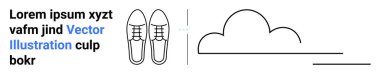 Bir çift çizilmiş ayakkabı, soyut bulut tasarımı, sans-serif yazı tipi yer tutucu metin. Markalaşma, moda, hava durumu, açık hava yaşam tarzı, minimalist posterler, basit iniş sayfaları için ideal