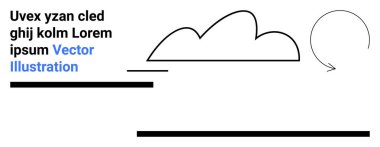 Bulut, ok ve kalın çizgilerle basit tasarım denge ve simetri yaratıyor. Teknoloji, çevre, dijital eğilimler, yenilik, iklim değişikliği, ilerleme ve basit iniş sayfası için ideal