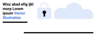 Kilit sembolü, bulut grafiğiyle eşleştirilmiş güvenliği temsil ediyor. Siber güvenlik, çevrimiçi depolama, şifreleme, veri gizliliği, bulut teknolojisi, dijital güvenlik, basit iniş sayfası için ideal