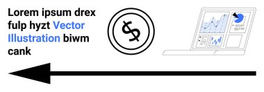 Çemberde dolar işareti, analitik grafiklerin etkileşimli gösterge paneli ve yön oku. Finans, iş planlaması, yatırım, strateji, büyüme, soyut veri hattı düz metaforu için ideal