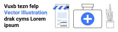 Mobil eczane sayfası, tepe örtüsü tasarımı, içinde artı işareti olan tıbbi şişe ve saksı bitkisi. Tele-sağlık, sağlık, e-ticaret, sağlık hizmetleri, tıbbi uygulamalar, eczane sade iniş sayfası için ideal