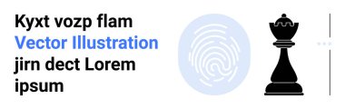 Parmak izi çizimi ve satranç kraliçesi güvenlik, strateji, veri gizliliği, karar verme, liderlik, kimlik doğrulama ve kimlik temalarını iletir. İş stratejisi veya basit iniş sayfası için ideal