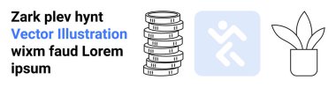 Bozuk para yığını zenginliği simgeler, ikonu çalıştırmak hareketi veya aktiviteyi, saksı bitkisi ise büyümeyi ve doğayı. Finans, uygunluk, doğa, üretkenlik, basitlik, modern uygulamalar için idealdir.