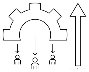 Ekip çalışması, büyüme ve stratejiyi sembolize eden, okun altındaki üç kişiyi dik bir oka yönlendiren ekipman. İlerleme, işbirliği, yenilik, liderlik, organizasyon için ideal