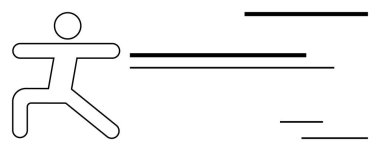 Yatay çizgilerle çalışan basite indirgenmiş figür hareket ve enerjiyi işaret ediyor. Fitness, ilerleme, hız, çeviklik, başarı, kararlılık ve başarı için ideal. Düz basit metafor