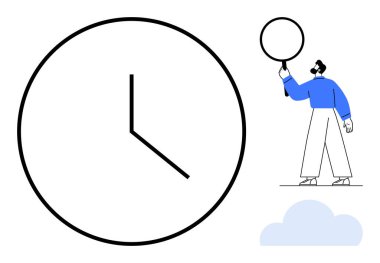 Büyüteç tutan, odaklanma, zaman yönetimi, verimlilik, planlama, öncelik sıralaması ve farkındalık kavramlarını aktaran büyük, minimal bir saat. Üretkenlik için ideal