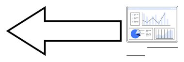 Ok, odak noktasını analitik gösterge paneline, pasta grafiklerine ve çizgi grafiklerine yönlendirir. Veri paylaşımı, ilerleme izleme, iş sunumu, metrik inceleme, iş akışı fikri için ideal