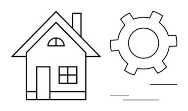 Evin ana hatları otomasyon, teknoloji ve işlem kontrolünü temsil eden ekipmanlarla birlikte. Akıllı ev, yenilik, geliştirme, mühendislik, sistemler, dijital çözümler için ideal basit iniş sayfası