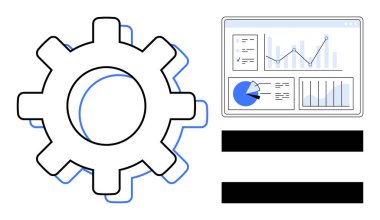 Analiz paneline bitişik grafikler, grafikler ve diyagramlar. Otomasyon için ideal, teknoloji, süreç iyileştirme, veri analizi, iş zekası, işlemler basit iniş sayfası