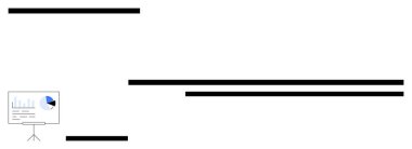 Üç ayaklı ekran bar tablosu ve pasta grafiği, temiz minimalist tasarım. İş için ideal, veri analizi, eğitim, kurumsal toplantılar, çevrimiçi öğrenme, strateji planlaması, basit iniş sayfası