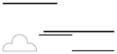 Alttaki küçük yatay siyah çizgilerle bulut soyut bağlantı, iletişim ve düzen olduğunu gösteriyor. Teknoloji, bağlantı, minimalizm, bulut hesaplama, ağlar, sistemler için ideal