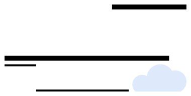 Değişik kalınlıkta siyah yatay çizgiler açık mavi bulut şekliyle hizalanmış. İletişim için ideal, basitlik, berraklık, tasarım, yaratıcılık, minimalizm, soyutlama. Düz basit metafor