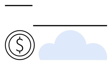 Modern finansal teknolojiyi temsil eden bulut yüklü dolar parası. Finans, bankacılık, işlemler, dijital cüzdanlar, fintech, çevrimiçi ödeme, basit iniş sayfası için ideal