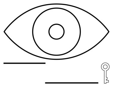 Dairesel gözbebeği ve anahtar unsura sahip soyut göz tasarımı, temaları vurgulayarak içgörü, görme, güvenlik, keşif, rehberlik, bilgi ve fırsatları parmakla göstermektedir. Basit bir iniş sayfası için ideal