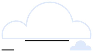 Kalın yatay aksanlı ve daha küçük bulutlu basit bulut çizgisi. Teknoloji, ağ, veri depolama, bağlantı, yaratıcılık, işbirliği, basit iniş sayfası için ideal