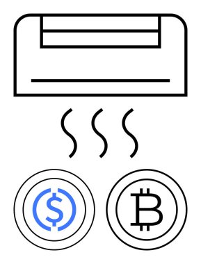 Klima, ısıyı buhar hatlarıyla, kripto para birimleriyle, Bitcoin ve stabil madeni parayı temsil ediyor. Enerji verimliliği, dijital ekonomi, kripto para birimi benimsenmesi ve madencilik sorunları için ideal