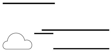 Paralel yatay çizgileri olan bulut şekli hareket, hız ve dijital bağlantıyı işaret ediyor. Teknoloji, iletişim, ağ, bulut çözümleri, veri akışı, minimalizm ve ilerleme için ideal