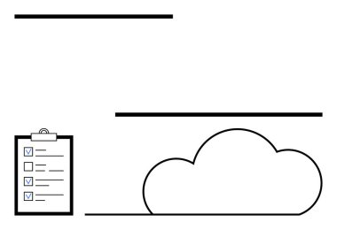 İşaretli görevleri olan basit bulut biçimi ve kontrol listesi veri depolama ve düzenini temsil ediyor. İş akışı planlaması, bulut hesaplaması, görev yönetimi, üretkenlik, veri güvenliği, iş için ideal