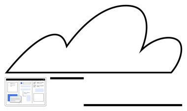 Bulut ana hatları dijital depolama, teknoloji ve veri yönetimini sembolize eden minimal gösterge arayüzü ile eşleştirildi. Bulut çözümleri, iş akışı, veri transferi, bilişim, yenilik, güvenlik için ideal