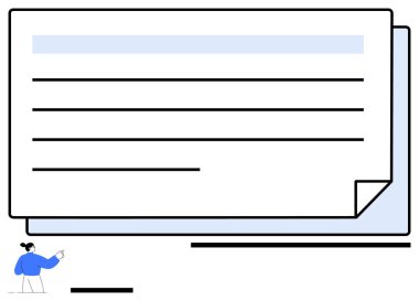 Metin ve köşe kıvrımları olan büyük boy bir belgeyi işaret eden kişi. Bilgi paylaşımı, inceleme süreci, belgeleme, sunum, eğitim, takım çalışması, basit iniş sayfası için ideal
