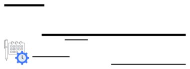Takvim ve kalem organizasyonu, verimlilik odaklaması için ekipman ve saatle eşleştirildi. Planlama, iş akışı, programlama, verimlilik, teslim tarihleri, hedef belirleme organizasyonu için idealdir. Düz