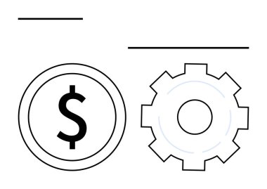 Madeni paranın içinde dolar işareti, tema işleme ve finansmanı birleştiren bir dişli ile birlikte. Finans, yatırım, iş, strateji, yenilik, operasyon teknolojisi kavramları için idealdir. Basit iniş sayfası