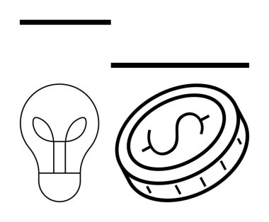 Ampul ve para yenilik ve finansal başarıyı vurguluyor. Yaratıcılık, finans, yatırım, girişimcilik, zenginlik yönetimi, ekonomik büyüme ve basit bir iniş sayfası için ideal