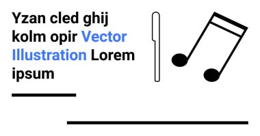 Müzik notası, dikey çizgi, metin bloğu ve kalın doğrusal aksanlar. Müzik, eğitim, modern planlar, tipografi, sadelik markalaştırma için ideal