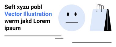 Tarafsız yüz ifadeleri metin ve en az alışveriş torbası grafiği ile eşleştirildi. Perakende, e-ticaret, reklam, markalaşma, iletişim, tüketici davranışı, basit iniş sayfası için ideal