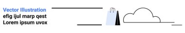 Pürüzsüz bulutların yanında alışveriş torbası ve çok az kuyruk. Çevrimiçi mağaza, e-ticaret, dağıtım hizmeti, bulut depolama, alışveriş konsepti, modern tasarım, basit iniş sayfası için ideal