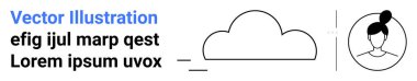 Kullanıcı profili simgesi ve yer tutucu metnin yanında bulut çizgisi. Veri paylaşımı, dijital kimlik, depolama, ağ, kullanıcı sistemleri, minimal tasarım, basit iniş sayfası için ideal