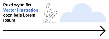 Kara ok, stilize bitki, minimal metin ve seyrüsefer, büyüme, çevresel kavramlar temalarını gösteren mavi bulut. İlerleme, strateji, çevre dostu yolculuk motivasyon eğitimi için ideal