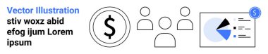 Dolar sembolü, bir grup insan ve veri dağılımını gösteren finansal tablo. Finans, takım çalışması, iş planlaması, veri analizi, pazarlama, ekonomi sade iniş sayfası için ideal