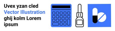 Hesap makinesi, ilaç şişesi ve haplar sağlık, bütçe, finans, eczane, tedavi, ilaç ve sağlığı vurguluyor. Tıbbi finansman için ideal sağlık hizmetleri web siteleri basit iniş sayfası