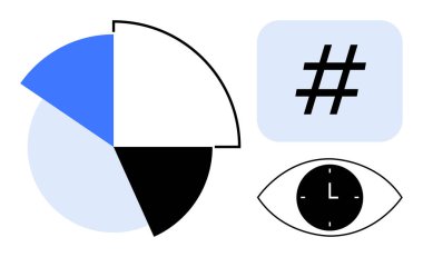 Turta tablosu, meta veri etiketi, saatli göz, veri analizini temsil eden zaman yönetimi, izleme, trend izleme. Analiz için ideal, sosyal medya pazarlama yenilik teknolojisi araştırması