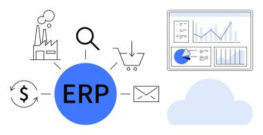 Tedarik zinciri, finans, e-posta ve e-ticaret bağlantıları olan merkezi ERP merkezi. Gösterge paneline analitik içeriyor. İş yönetimi, veri analizi, üretkenlik ve bulut hesaplama için ideal