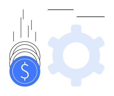 Vitese bağlı mavi para yığını, mali yatırımı, otomasyonu ve iş akışı optimizasyonunu gösteriyor. Finans, teknoloji, iş, verimlilik için ideal