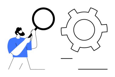 Vitesin yanında büyüteç tutan, soruşturmayı yürüten, sorun çıkaran, gelişen bir adam. Teknoloji, araştırma, iş akışı optimizasyonu, problem çözme, yenilik verimliliği için ideal basit