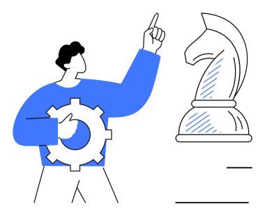 Adam, planı sembolize ederken aynı zamanda stratejiyi temsil eden satranç şövalyesini de simgeliyor. İş dünyası, liderlik, sorun çözme, kalkınma, yenilik, işbirliği, karar verme mekanizması için ideal