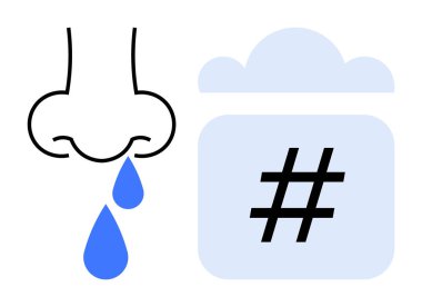 Üzerinde meta veri etiketi olan bir takvimin yanına mavi damlalar damlatıyor. Alerji farkındalığı, hava etkileri, sağlık tahminleri, mevsimlik kampanyalar, tıp eğitimi, dijital