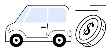 Kaydırma madeni parası olan küçük bir araç maliyet, ödenebilirlik, tasarruf, ekonomi, yatırım, ulaşım bütçesini vurguluyor. Otomotiv finansmanı, yakıt verimliliği yol masrafları sigortası için ideal. Temiz daire