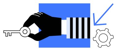 Anahtarın yanında el ele tutuşup ileri doğru ok atacağız. Yenilik için ideal, karar verme, ilerleme, çözümler, problem çözme, strateji, verimlilik. Düz basit metafor