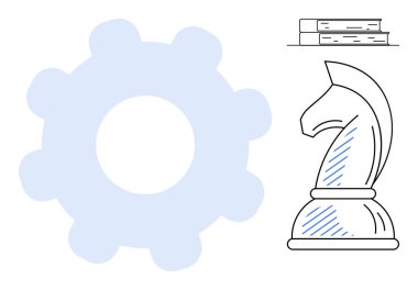 Dişliler süreçleri sembolize eder. Strateji için satranç şövalyesi. Bilgi ve öğrenim için kitap biriktirir. Takım çalışması, planlama, analitik, yenilik, eğitim süreçleri için ideal başarı. Düz basit