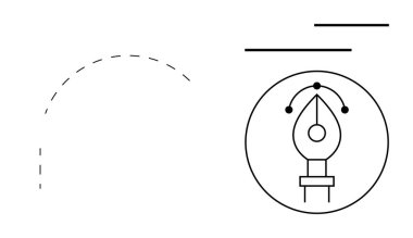 Çemberin içindeki nokta noktalarının ve tutacaklarının olduğu kalem aracı simgesi. Tasarım, yaratıcılık, kesinlik, esneklik, grafik oluşturma, vektör düzenleme, düz basit metafor için ideal