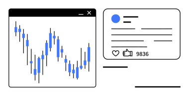 Borsa şamdan şeması ve sosyal analiz raporları. Baş parmaklar ve profil ayrıntıları da dahil. Finans, sosyal medya, çevrimiçi pazarlama, analitik, teknoloji, blog, basit iniş için ideal
