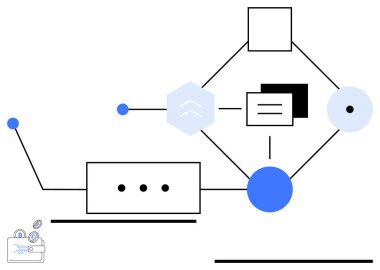 Dijital akışı, bozuk para dolu cüzdanı ve veri alışverişini akla getiren çizgilerle bağlantılı geometrik şekiller. Teknoloji, güvenlik, finans, engelleme zinciri, bağlantı ve veri akışı için ideal