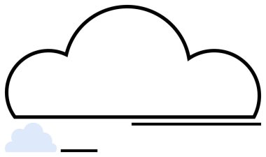 Geniş, kalın çizgili bulut ve daha küçük, çizgisel aksanlı, açık gölgeli bir bulut. Hava durumu, veri depolama, basitlik, bağlantı, minimalizm, doğa, basit iniş sayfası için ideal